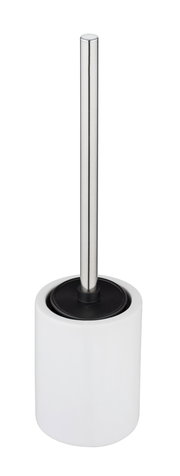 WC-Garnitur in Weiß mit Edelstahlgriff, seitliche Perspektive