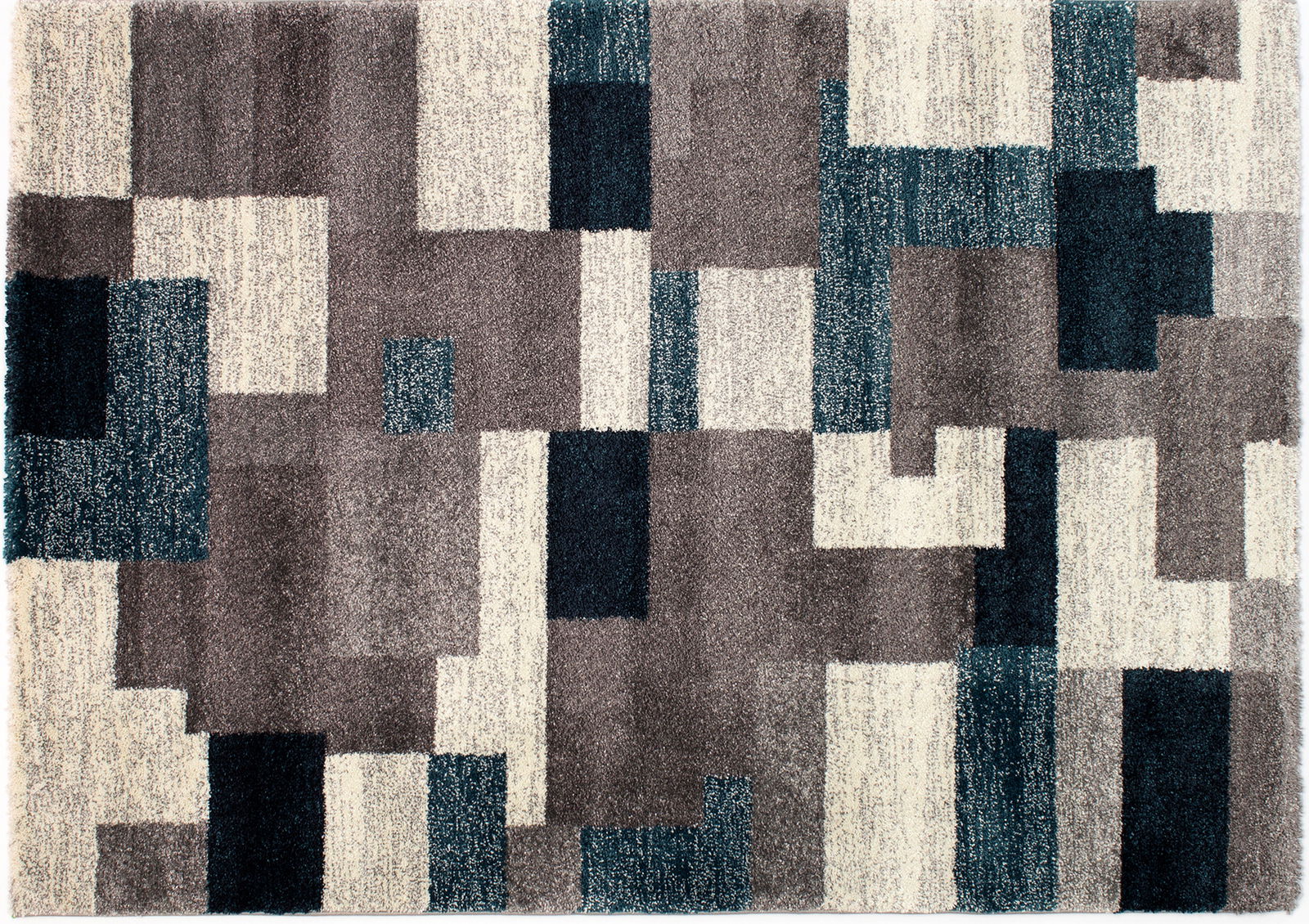 OCI Frisé-Teppich STEADY Frisé-Teppich mit geometrischem Muster in Grau- und Blautönen, Draufsicht