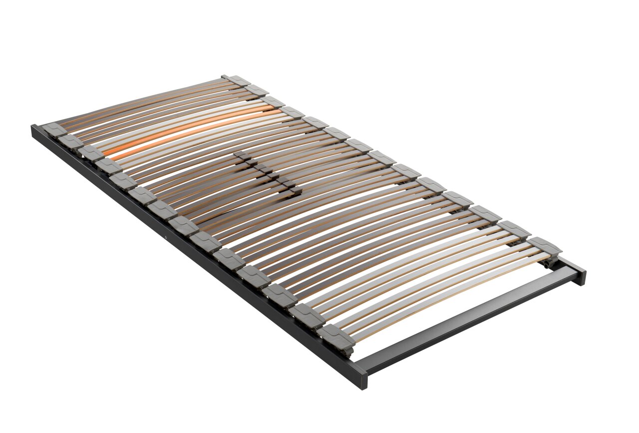 Dieter Knoll Federholzrahmen TRIO S ASTI Federholzrahmen TRIO S in schräger Perspektive, zeigt flexible Holzlatten und stabile Rahmenkonstruktion.