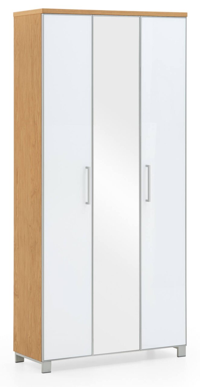 VOSS XL-Dielenschrank SANTINA Moderner XL-Dielenschrank mit Holzoptik und weißen Türen, Frontalansicht