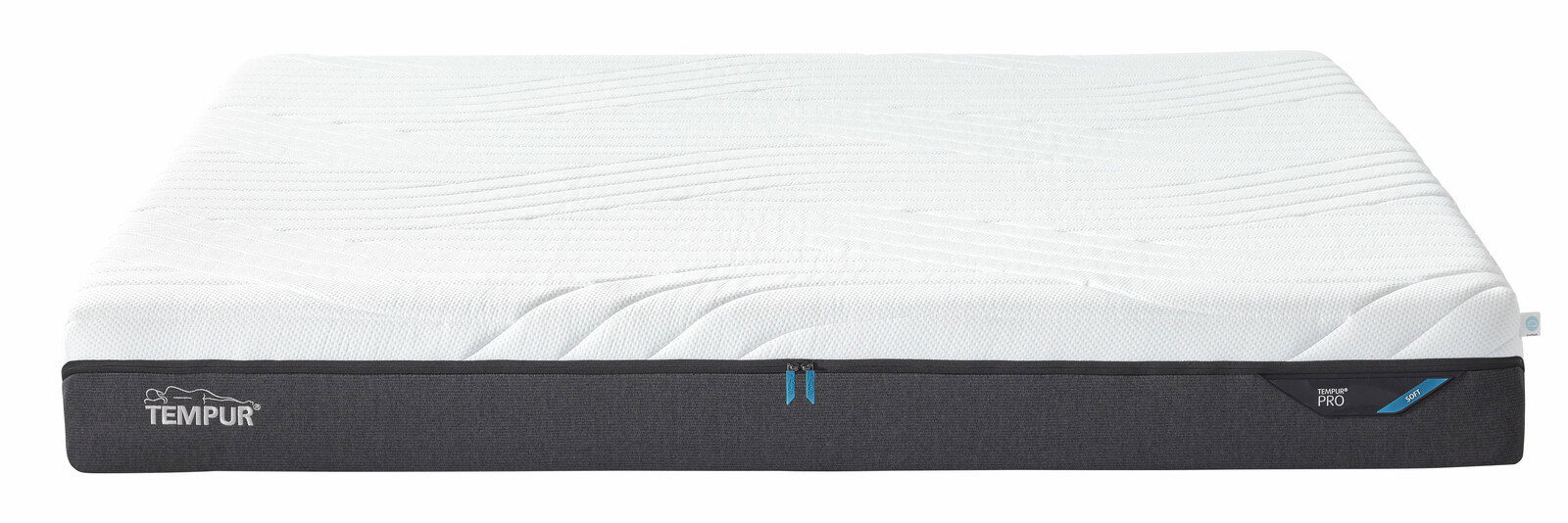 Viscomatratze 180x200 soft von vorne, mit weißer Oberfläche und grauem Rand, Markenlogo sichtbar.