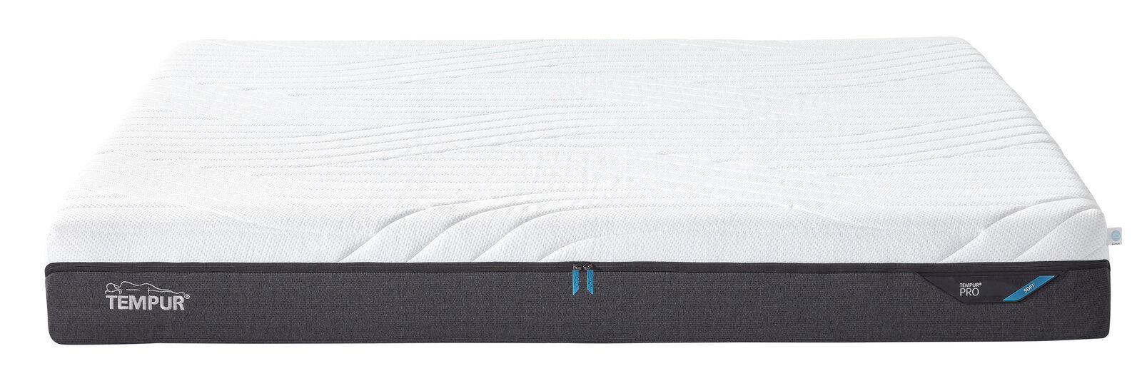 Viscomatratze 180x200 soft von vorne, mit weißer Oberfläche und grauem Rand, Markenlogo sichtbar.