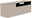 Hänge-Lowboard in beige aus seitlicher Perspektive mit einer Tür und einer offenen Ablage.