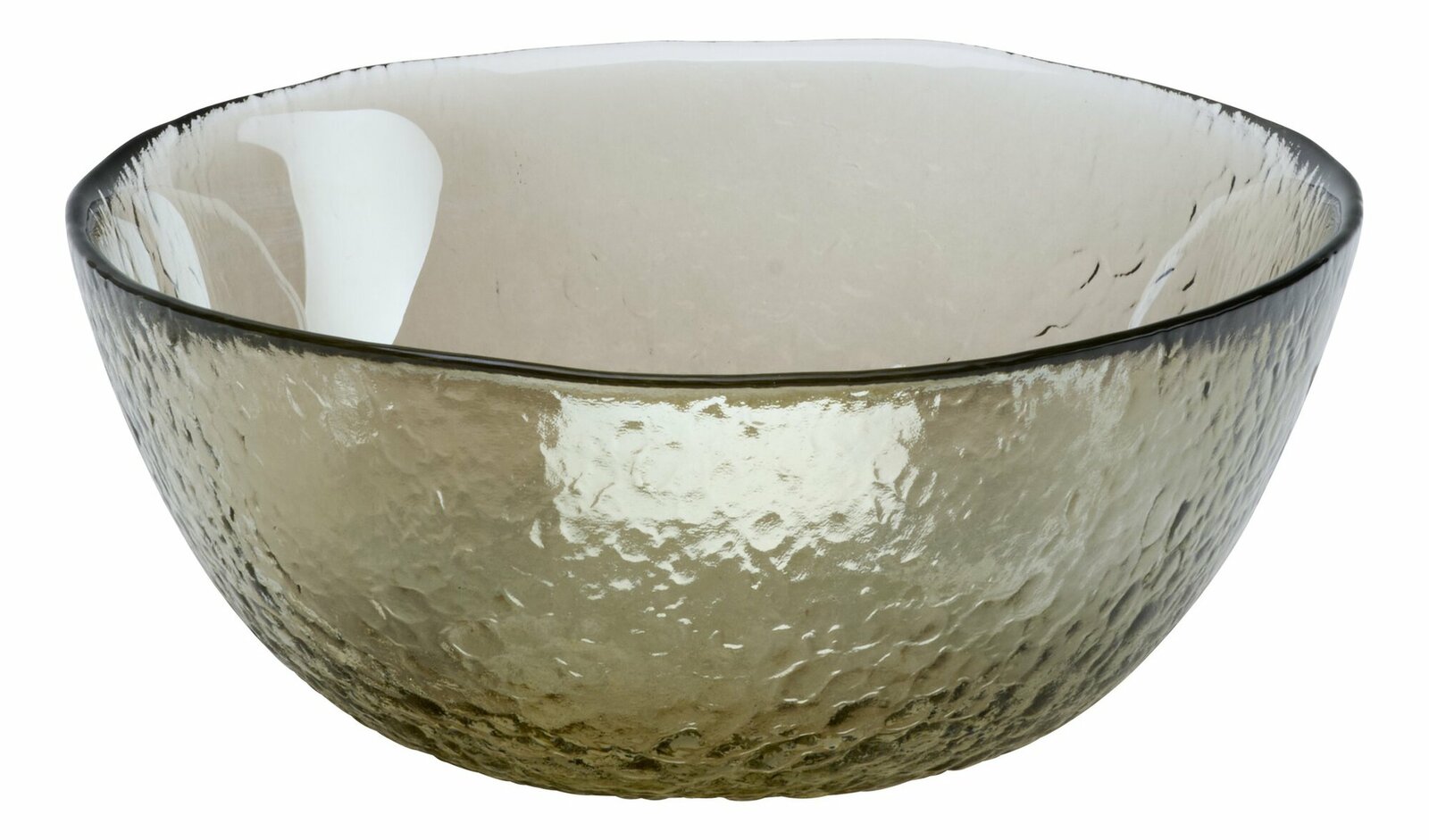 Braune Glasschale Luzia mit strukturierter Oberfläche, seitliche Perspektive