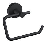 Schwarzer Toilettenpapierhalter aus Metall, seitliche Perspektive