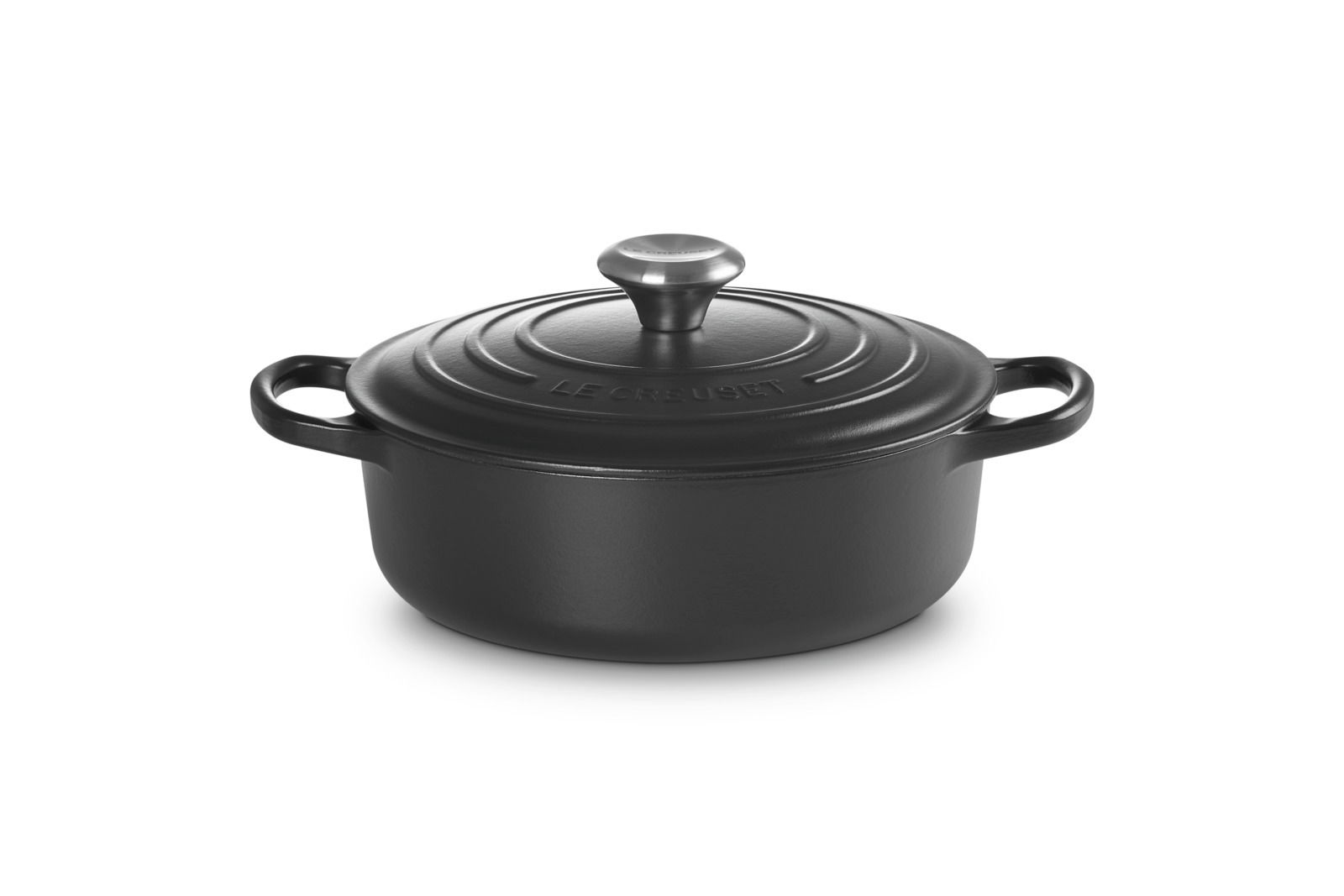 Schwarzer Gourmet Bräter 24cm mit Deckel, seitliche Perspektive