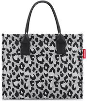 Leopardenmuster-Einkaufstasche mit schwarzen Henkeln, Vorderansicht