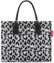 Leopardenmuster-Einkaufstasche mit schwarzen Henkeln, Vorderansicht