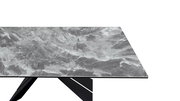 Moderner Esstisch mit grauer Marmoroptik, Ansicht von oben