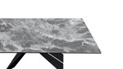 Moderne eettafel met grijze marmerlook, bovenaanzicht