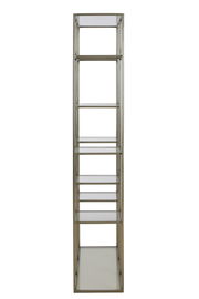 Metallisches Standregal mit mehreren Glasböden, frontale Ansicht