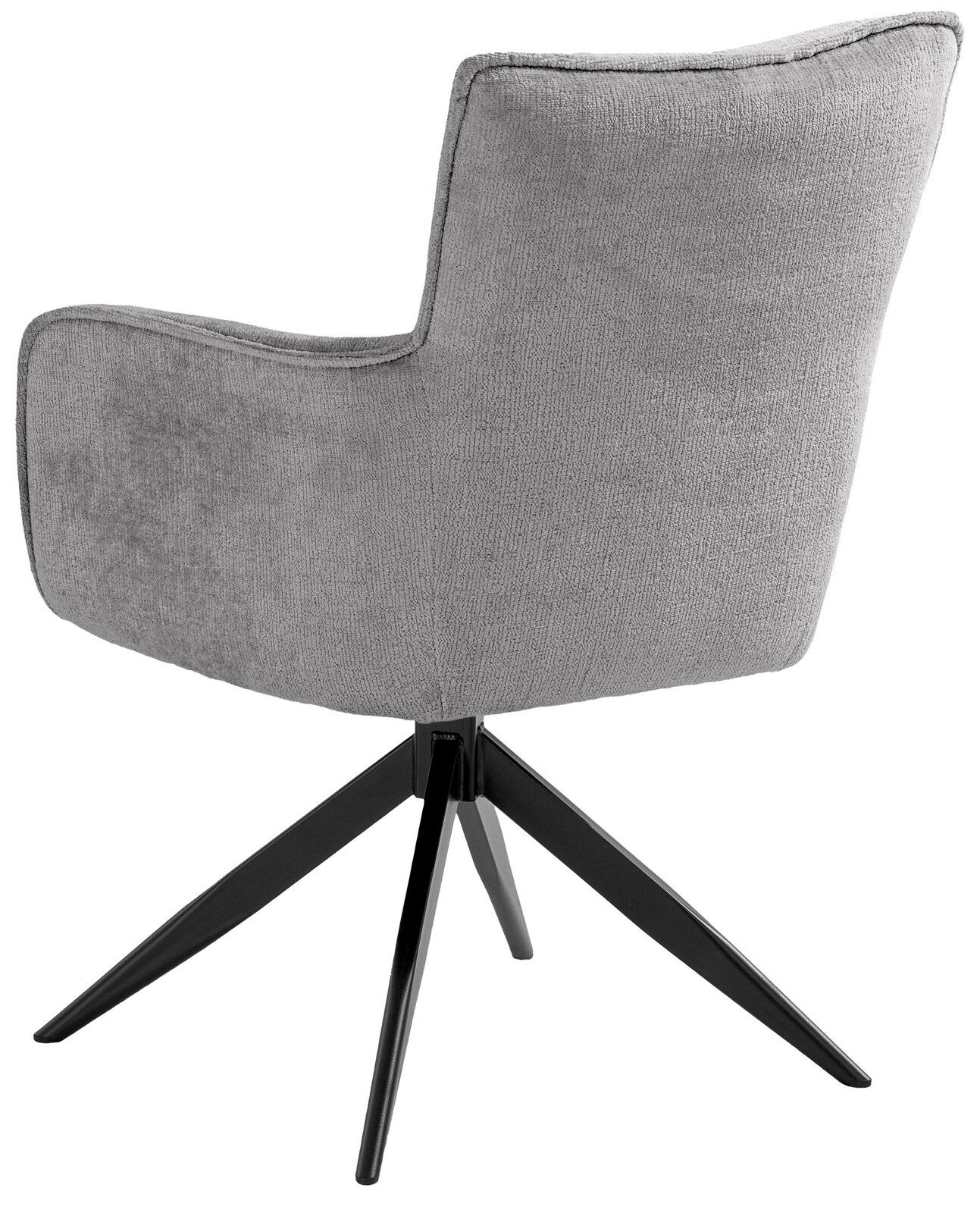 Set one by Musterring Armlehnstuhl SET ONE TUCSON Rückansicht eines grauen Armlehnstuhls mit schwarzem Metallgestell und vier Beinen.