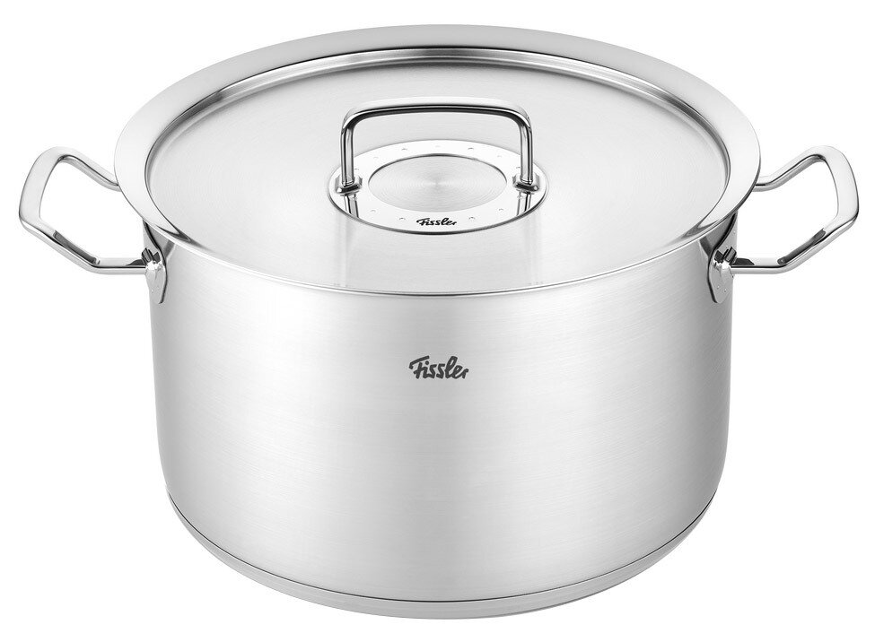 Fissler Kochtopf 28cm ORIGINAL-PROFI COLLECTION 2 Kochtopf aus Edelstahl mit Metalldeckel, seitliche Perspektive