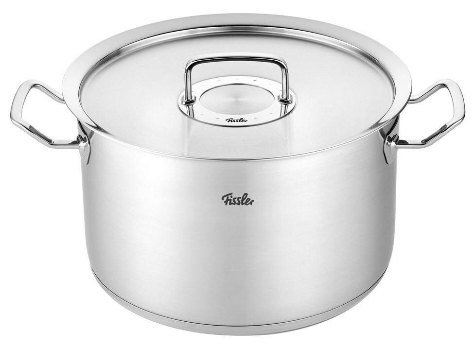 Fissler Kochtopf 28cm ORIGINAL-PROFI COLLECTION 2 Kochtopf aus Edelstahl mit Metalldeckel, seitliche Perspektive