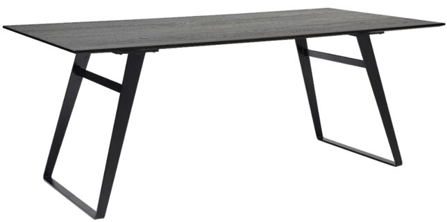 Musterring Esstisch MR JUSTB! Moderner Esstisch mit schwarzer Tischplatte und schrägen Metallbeinen, seitliche Perspektive