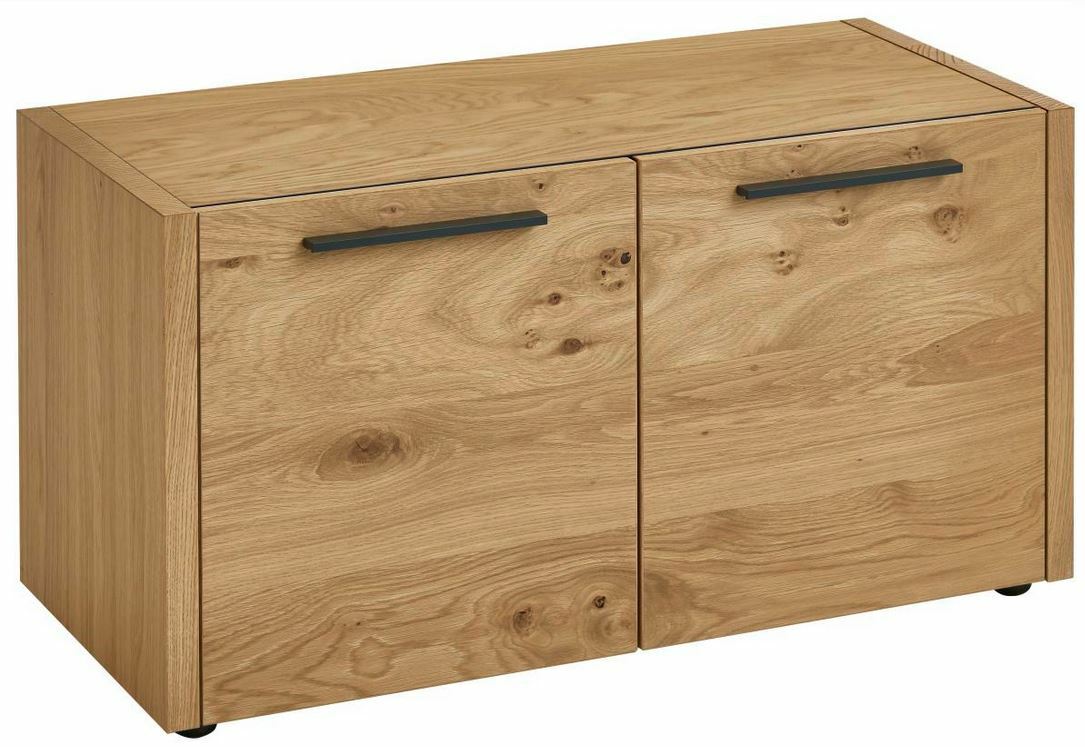 XL-Garderobenbank aus Holz mit zwei Türen, Frontansicht