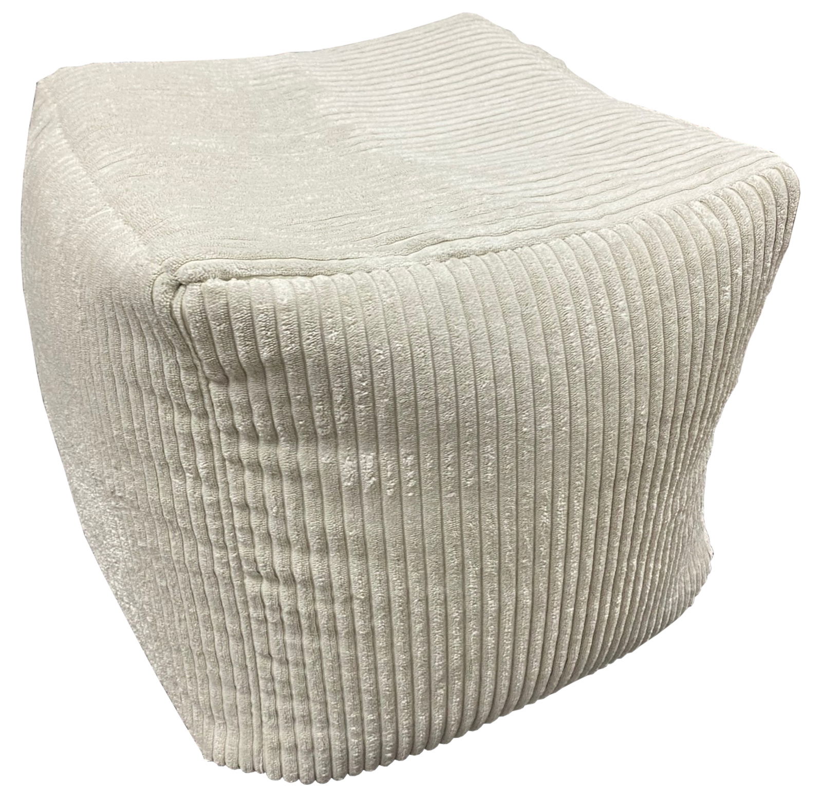 Z2 Sitzhocker BALI Beiger Sitzhocker mit gerippter Textur, seitliche Perspektive