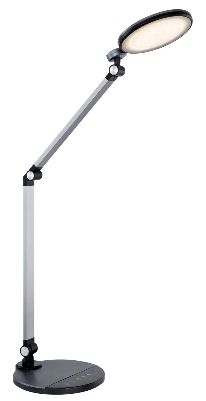 Globo Lighting Tischleuchte KONSTI Moderne Tischleuchte mit verstellbarem Arm und rundem Leuchtkopf, seitliche Perspektive