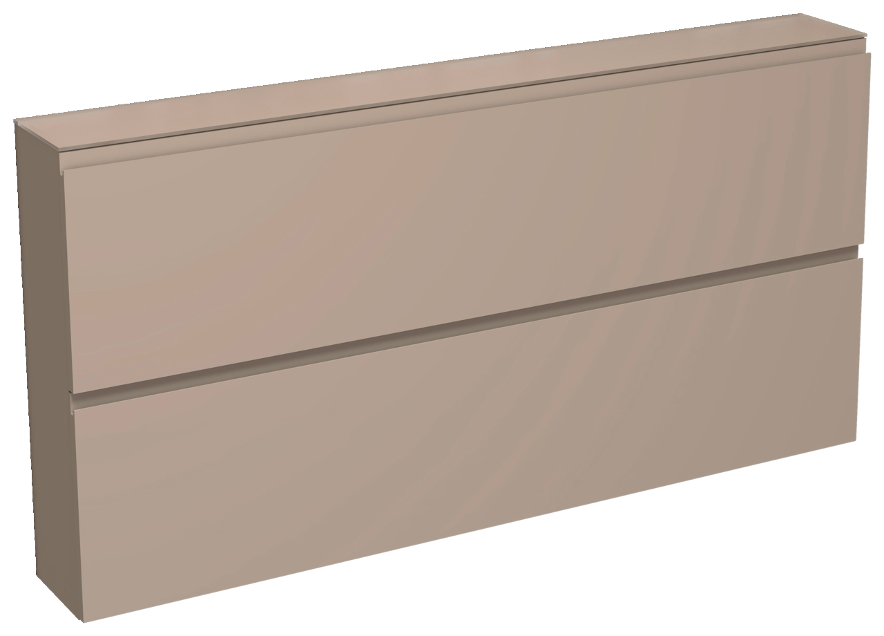 Beigefarbener XL-Hängeschuhschrank mit zwei Klappen, seitliche Perspektive