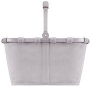 Grauer Einkaufskorb aus Stoff mit Aluminiumrahmen, Vorderansicht