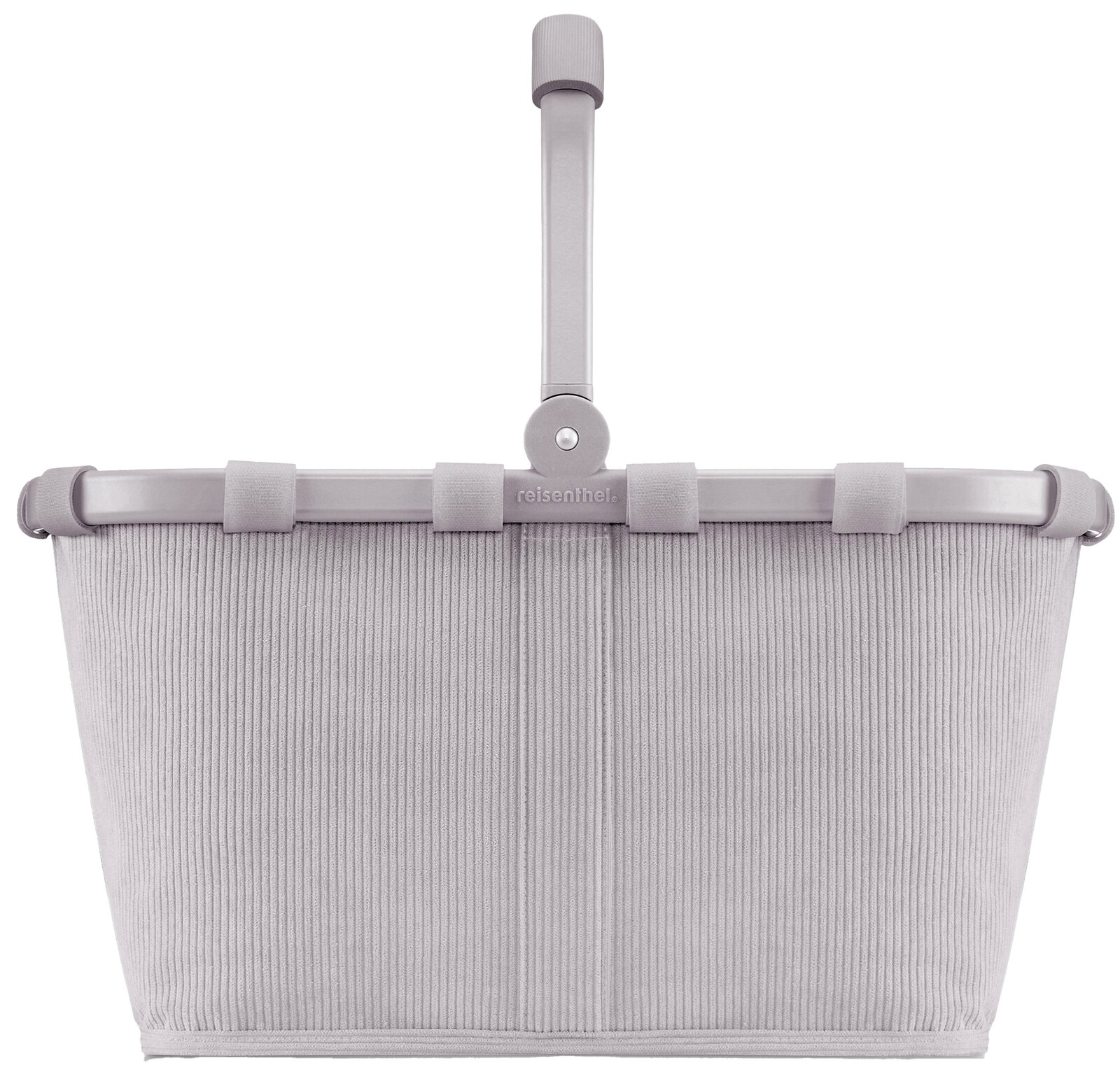 Grauer Einkaufskorb aus Stoff mit Aluminiumrahmen, Vorderansicht