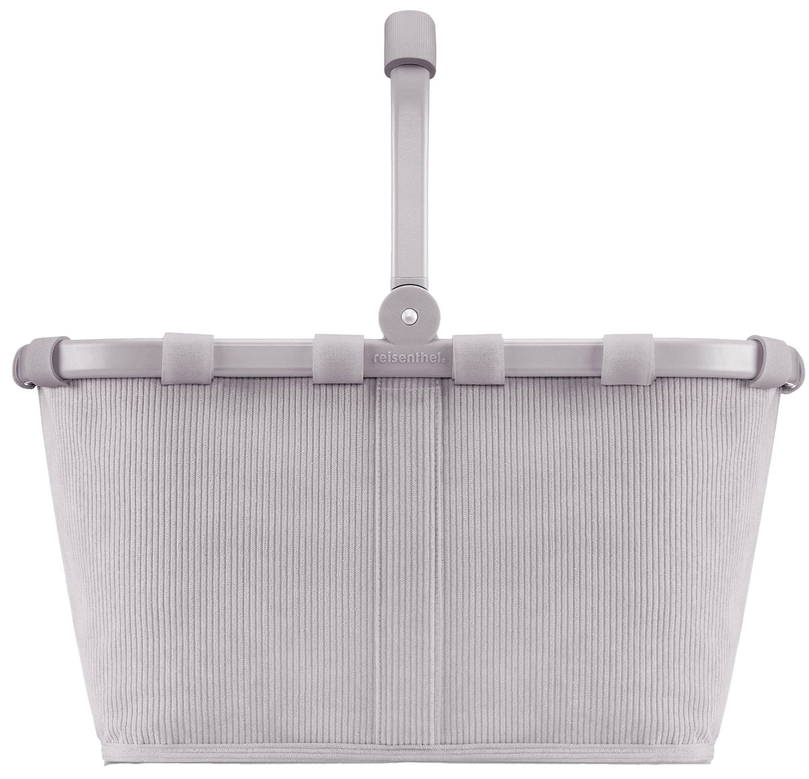 Grauer Einkaufskorb aus Stoff mit Aluminiumrahmen, Vorderansicht