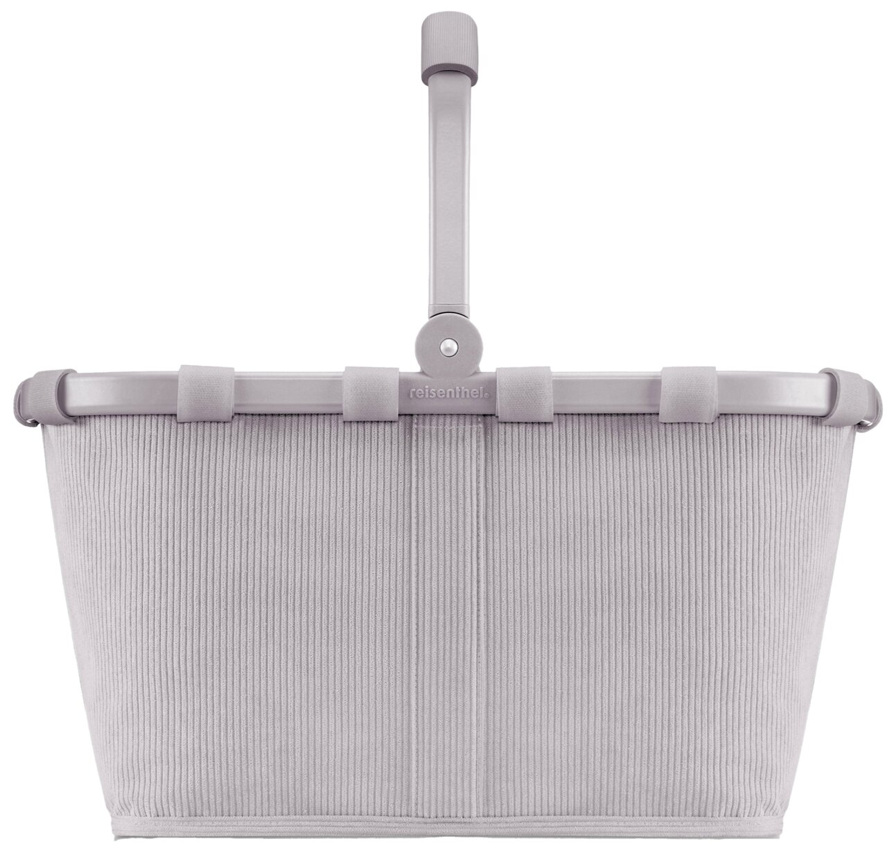 Reisenthel Carrybag Cord grey Grauer Einkaufskorb aus Stoff mit Aluminiumrahmen, Vorderansicht