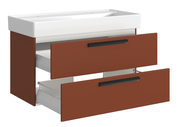 Waschtisch-Set mit zwei Schubladen in Rotbraun, Ansicht von vorne