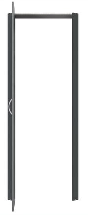 Geöffnete Eckschranklösung in dunkler Farbe, frontal betrachtet