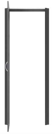 Geöffnete Eckschranklösung in dunkler Farbe, frontal betrachtet