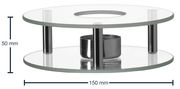 Stövchen Scaldino aus Glas und Metall, seitliche Perspektive, 150 mm Durchmesser, 50 mm Höhe