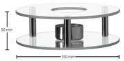 Stövchen Scaldino aus Glas und Metall, seitliche Perspektive, 150 mm Durchmesser, 50 mm Höhe