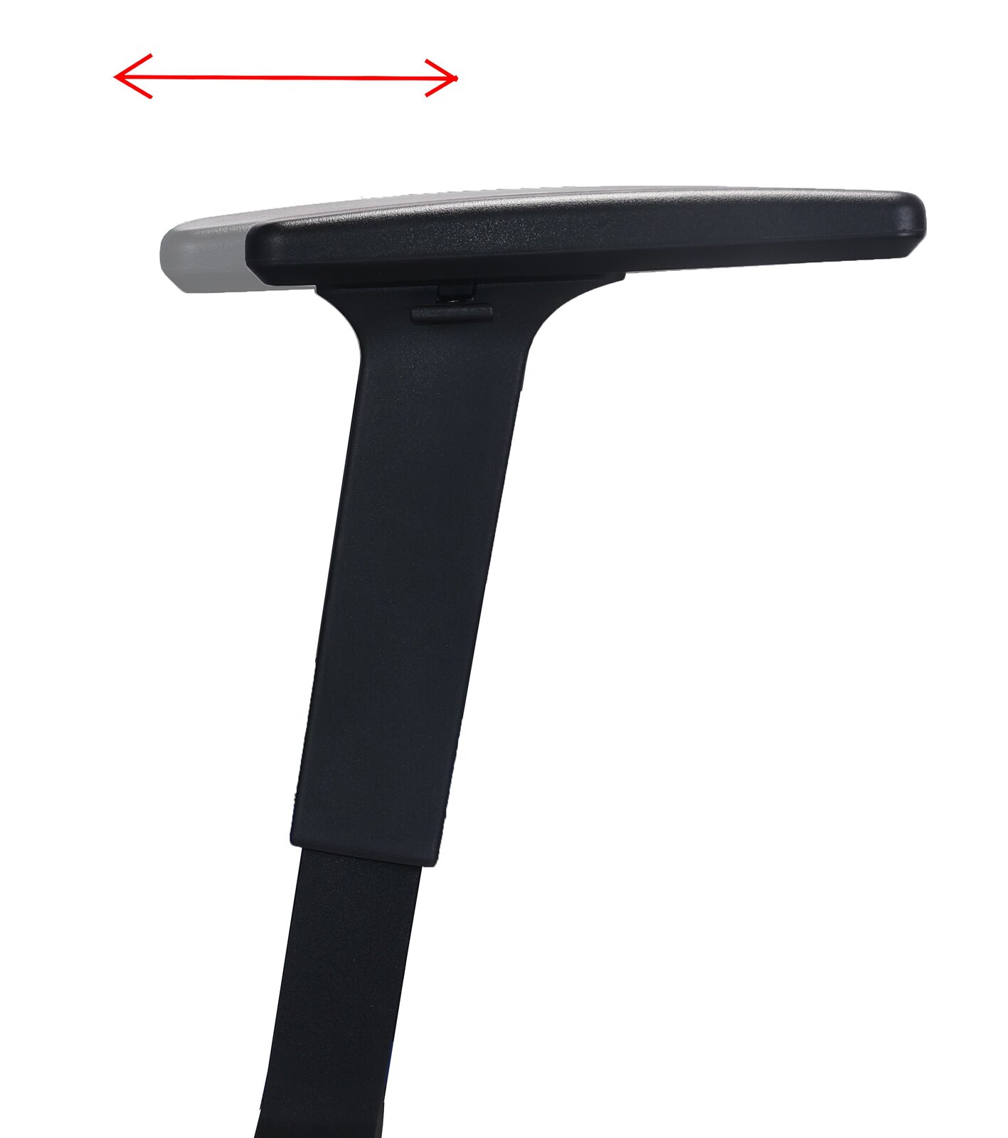 Seitliche Ansicht einer verstellbaren Armlehne eines Gaming-Stuhls.