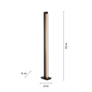 Staande lamp PURE-LINES in zijaanzicht, 155 cm hoog, met een slank, modern ontwerp en een rechthoekige voet.
