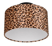 Deckenleuchte mit Leopardenmuster, seitliche Perspektive