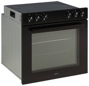 Einbauherd-Set in seitlicher Perspektive mit schwarzer Front und Drehknöpfen