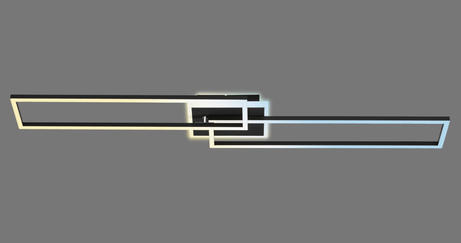 Moderne Deckenleuchte mit rechteckigem Design, seitliche Perspektive