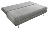 Graues Funktionssofa in ausgeklappter Position, seitliche Perspektive