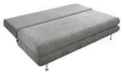 Graues Funktionssofa in ausgeklappter Position, seitliche Perspektive