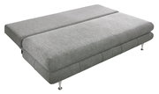 Graues Funktionssofa in ausgeklappter Position, seitliche Perspektive