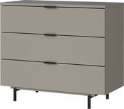 Kommode mit drei Schubladen in modernem Design, seitliche Perspektive