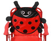 Rote Kinder-Gartenstuhl mit Marienkäfer-Design, Vorderansicht