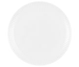 Runder Frühstücksteller 22,5 cm von Seltmann Weiden, Modell AMINA, aus der Vogelperspektive fotografiert, mit feinem Rillenmuster am Rand.