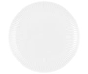 Runder Frühstücksteller 22,5 cm von Seltmann Weiden, Modell AMINA, aus der Vogelperspektive fotografiert, mit feinem Rillenmuster am Rand.