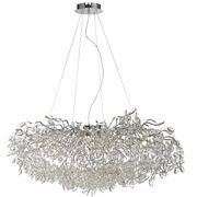 Moderner Kronleuchter RICICLE mit funkelnden Kristallen, seitliche Perspektive