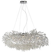Moderner Kronleuchter RICICLE mit funkelnden Kristallen, seitliche Perspektive
