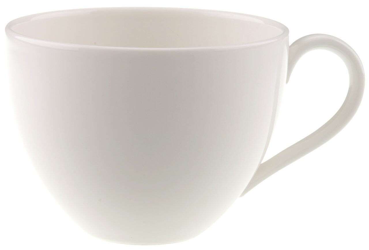 Villeroy & Boch Kaffeetasse BASIC WHITE Weiße Kaffee-Obertasse mit Henkel, seitliche Perspektive