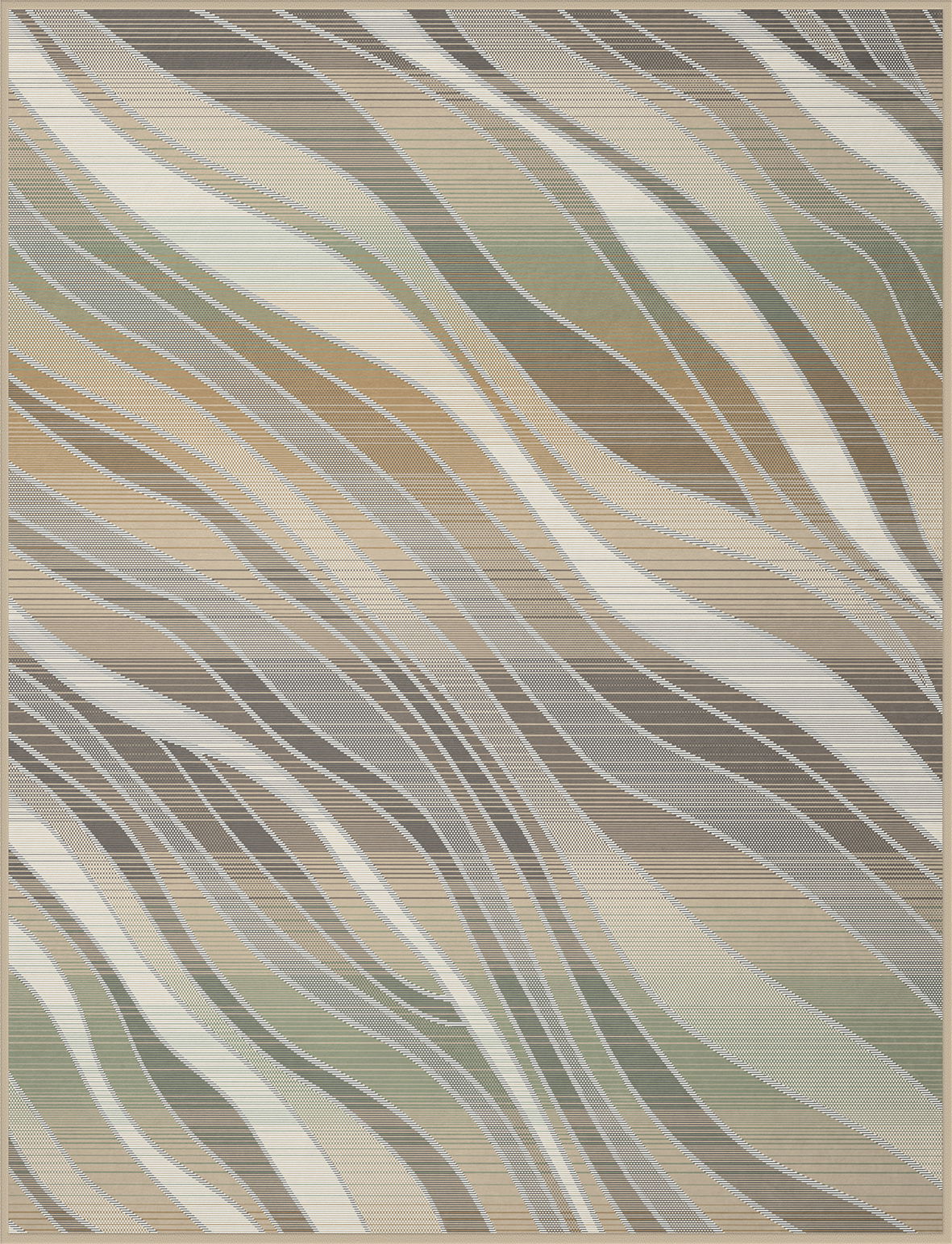 Wohndecke mit wellenförmigem Muster in Erdtönen, Draufsicht