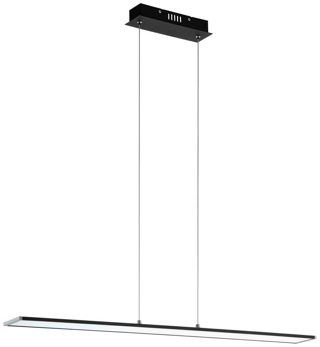 Moderne LED-Hängeleuchte Magic in seitlicher Perspektive, mit schlankem, rechteckigem Design und schwarzer Aufhängung.