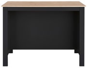 Kücheninsel mit schwarzem Korpus und heller Holzplatte, Frontalansicht